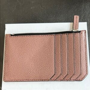 Women's Pink Card Holder with Zip Pocket